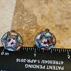 Micromosaic Screwback Earrings Screw On Vintage Made In Italy Italian